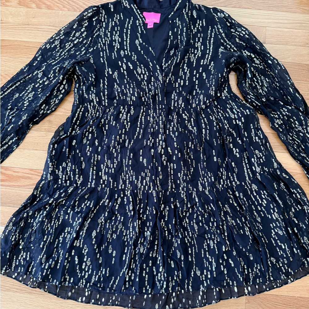 Lilly Pulitzer Black Dress with Gold Accents